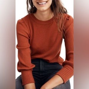 Madewell Womens Medium Brushed Ribbed Balloon Sleeve Top